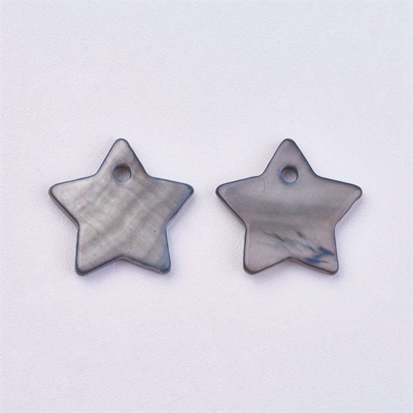 Perlemors stjerne, vedhæng, grå, 12mm, 4 stk.